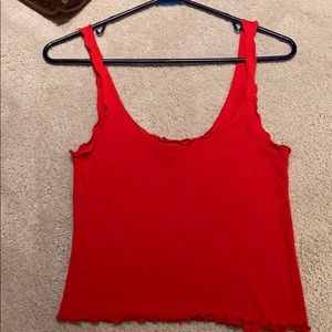 Red ruffle tank top